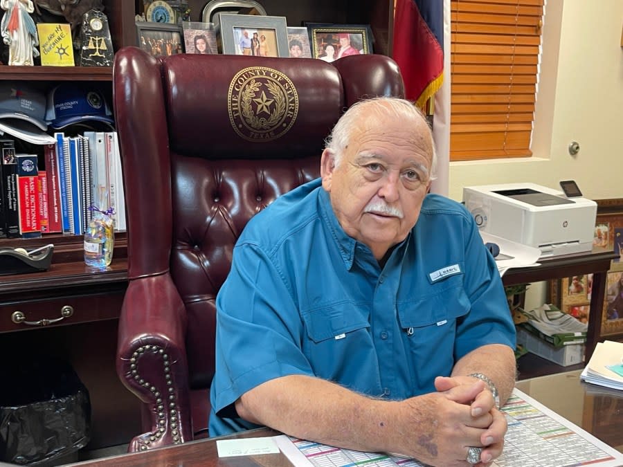 Starr County Judge Eloy Vera in his Rio Grande City offices on Oct. 5, says he is ‘disappointed’ with federal government’s border wall plans. (Sandra Sanchez/Border Report)