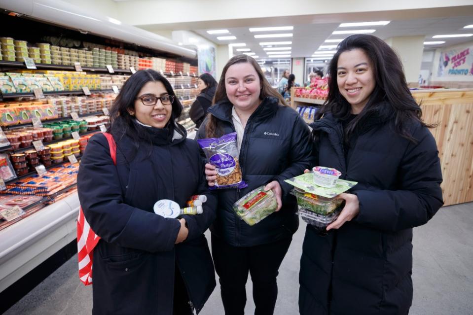 Loyal Trader Joe’s customers Annie Bisnauth, Kim Berger and Renee Hong grab their favorites for lunch. Tamara Beckwith