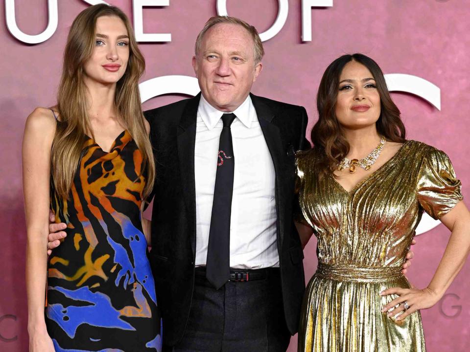 <p>Karwai Tang/WireImage</p> Mathilde Pinault, Francois-Henri Pinault and Salma Hayek attend the U.K. premiere of 