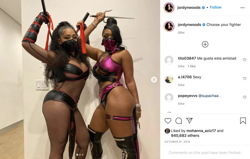 Jordyn Woods and Megan Thee Stallion dressed up for Halloween.