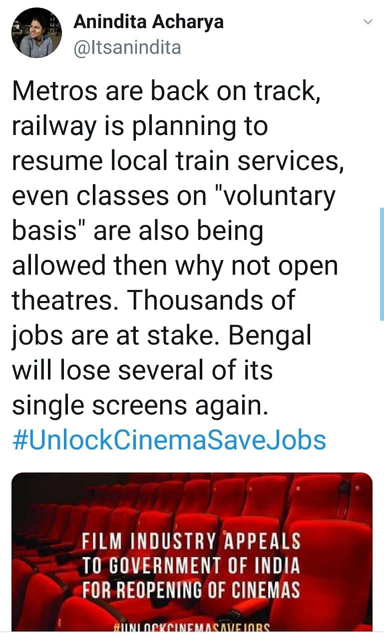 Twitterati reacts to cinemas not opening.