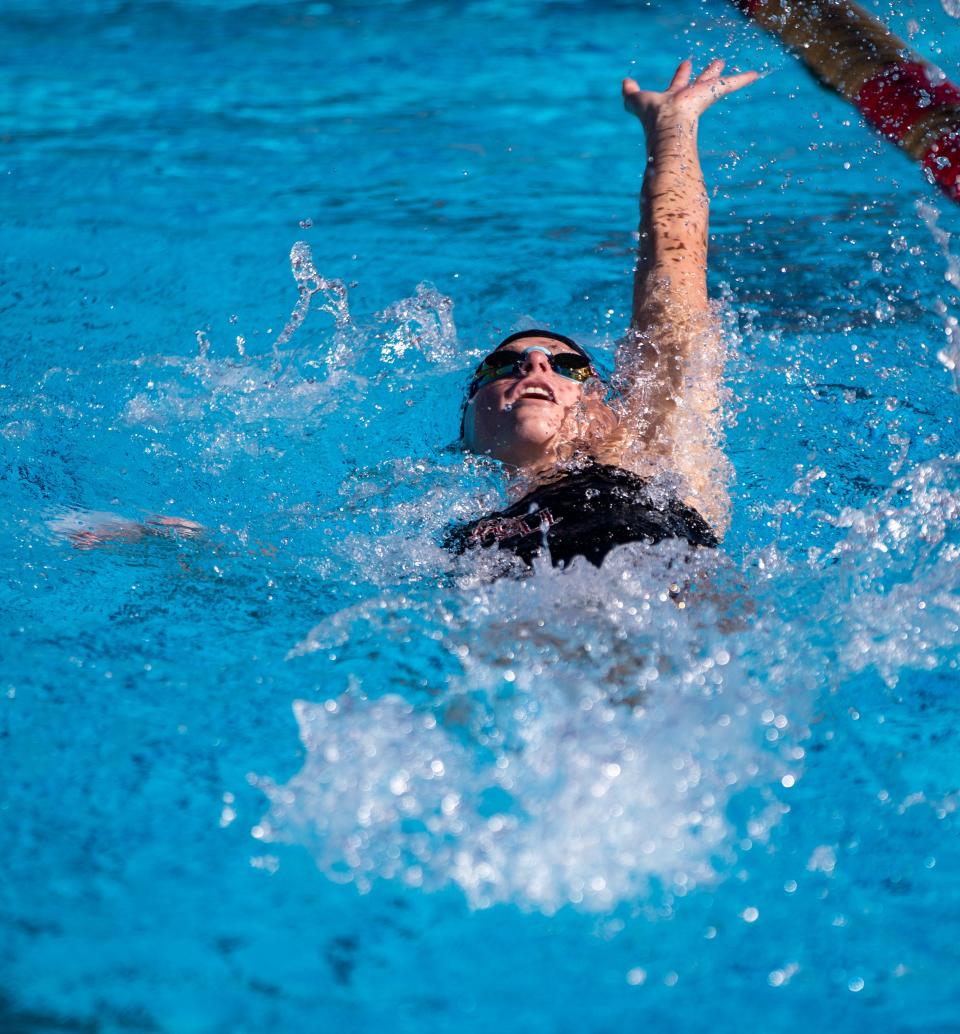 Florida State swimmer Ariana Ottavianelli competes against other Seminoles and Tampa swimmers in a meet at Morcom Aquatics Center on Friday, Jan. 27, 2023. 