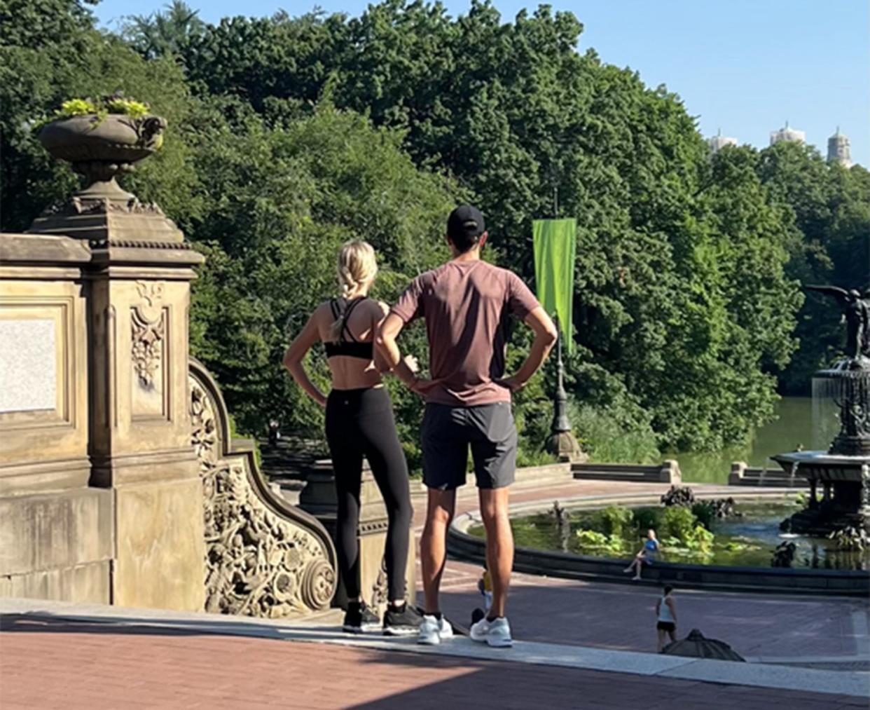 Ivanka Trump and Jared Kushner gazed at the picturesque Bethesda Fountain at 8:42 am during a run in Central Park in Manhattan, New York on Wednesday, July 20, 2022.