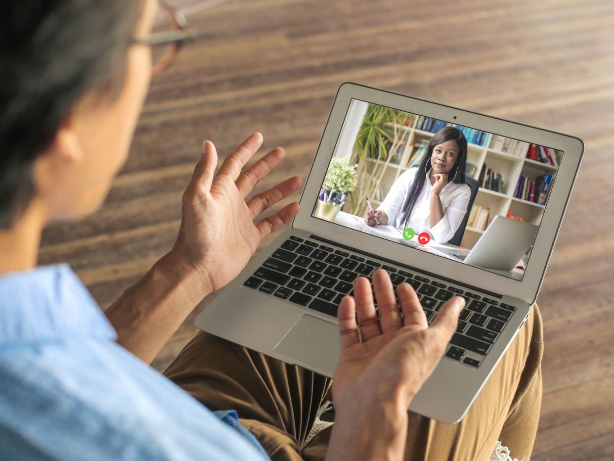 People having a work meeting through a video call