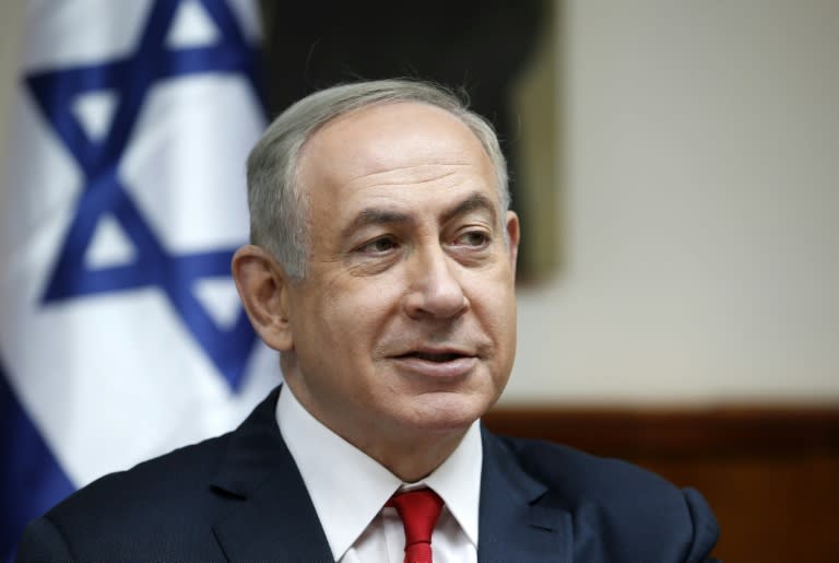 Israeli Prime Minister Benjamin office said he would travel to London on Sunday and meet May on Monday morning before flying home later in the day