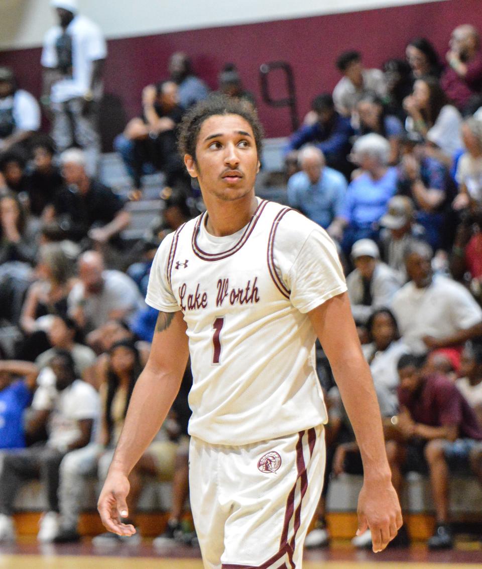 Lake Worth's Sean Standifer is pictured during a regional quarterfinal match against Wellington on Feb. 15, 2024.