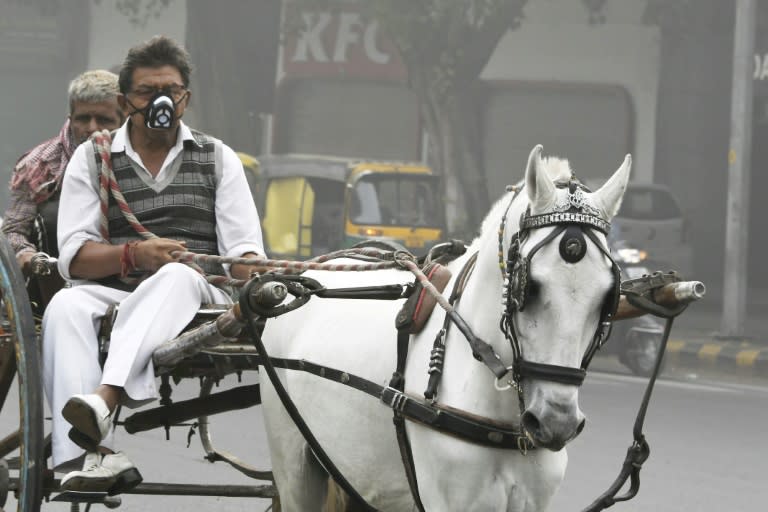 Firecrackers set off to celebrate the Diwali festival of lights in the city add to the toxic mix created by pollution from diesel engines, coal-fired power plants and industrial emissions