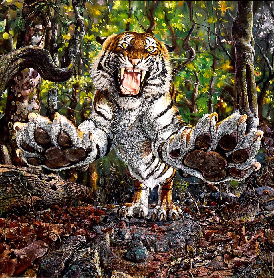 Another of Tom Watson’s favorite paintings is called “The Tiger,” which was painted using acrylic paint on canvas in 1984.