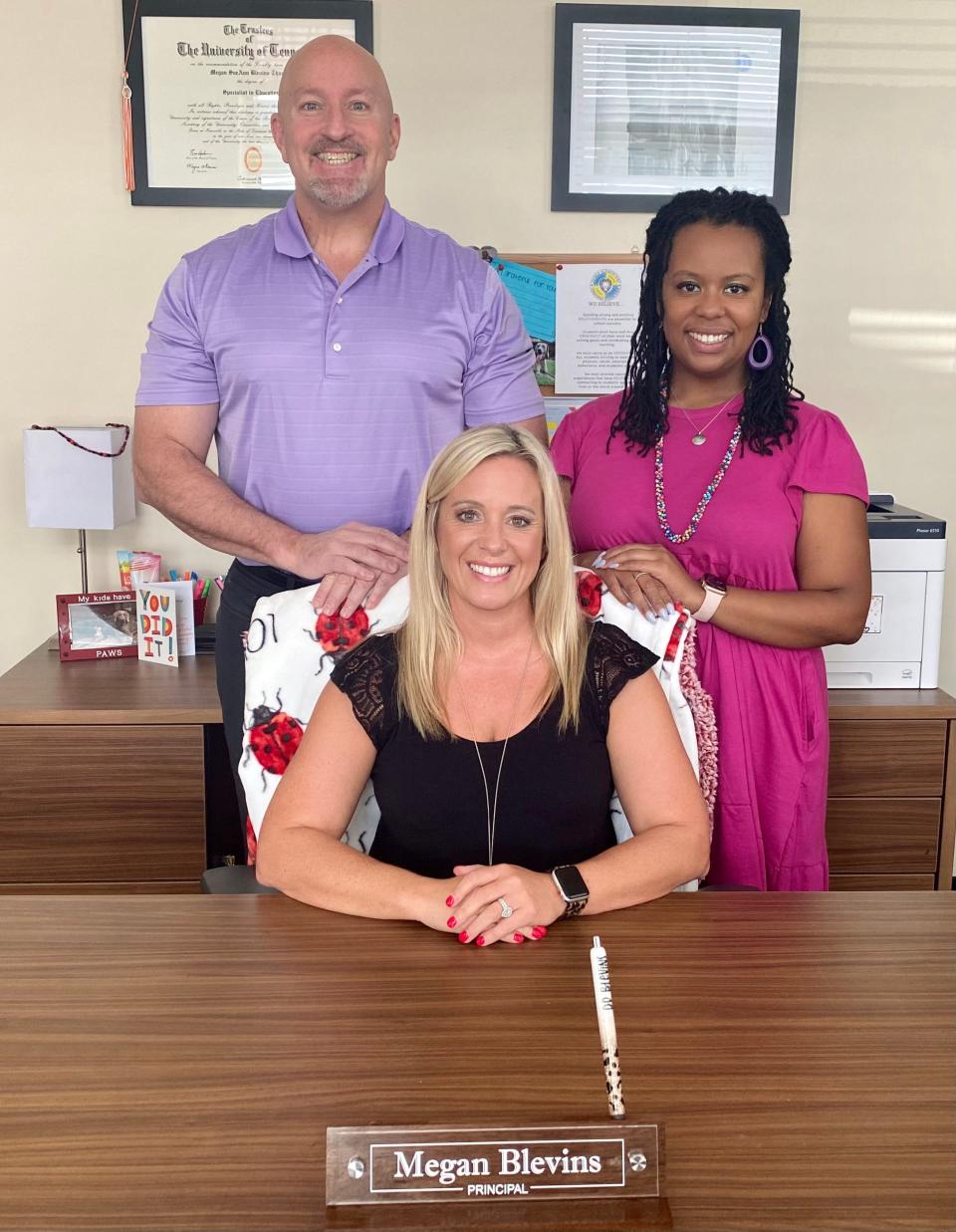New Inskip Elementary School principal Megan Blevins (seated) will be working with assistant principals Matt Thompson and Katherine Mencer. 
August 2022