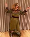 <p>Leave it to Adele to make a clown costume ultra-glam. With her glittery green gown and statement-making collar and sleeves, she wasn't clowning around with her outfit. <br></p>