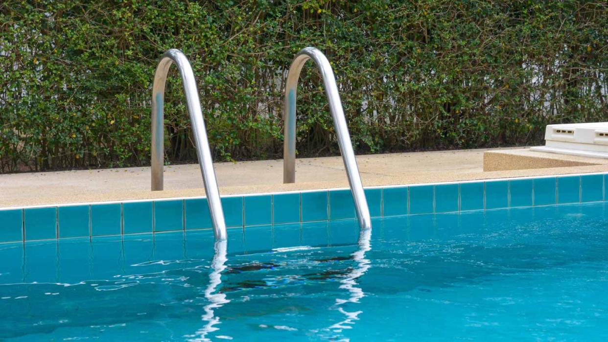 Close up of swimming pool stairs