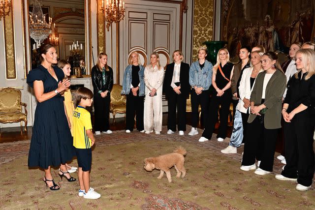 <p>Jonas EkstrÃ¶mer/TT/Shutterstock</p> Crown Princess Victoria and Prince Oscar at a reception celebrating the women's national soccer team's bronze World Cup win.