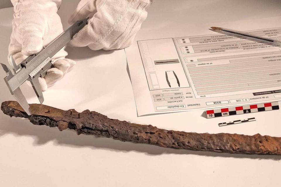 <p>City Council of València</p> A 1,000-year-old weapon found sticking out of a grave in Spain