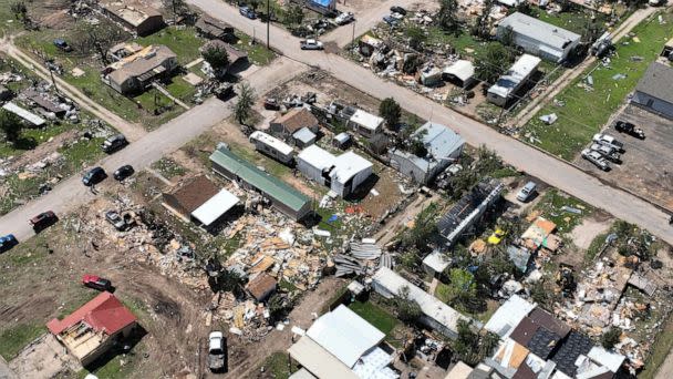 PHOTO: A damaged neighborhood is seen two days after a tornado hit Perryton, Texas, June 17, 2023. (Zeitview/Reuters)