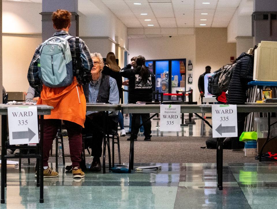 Students vote at the Marquette Alumni Memorial Union polling location on Tuesday November 8, 2022 in Milwaukee, Wis.