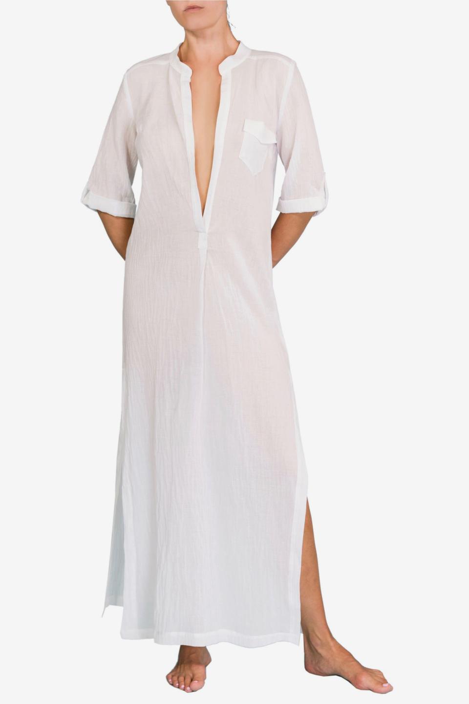 Plunge V-Neck Cotton Caftan