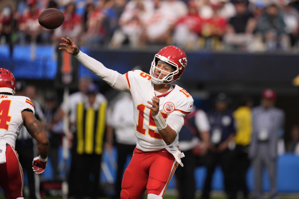 Kansas City Chiefs quarterback Patrick Mahomes is still favored to win NFL MVP. (AP Photo/Marcio Jose Sanchez)