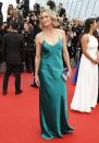 <p>The 51-year-old actress chose a slinky teal gown by Michelle Mason.<br><i>[Photo: AP]</i> </p>