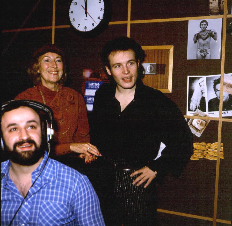 Dame Vera Lynn and Adam Ant pictured at the recording of a Radio 1 show with DJ Peter Young.