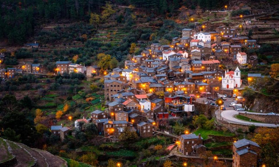 Piodao on the slope of the hill with the houses in shale and slate