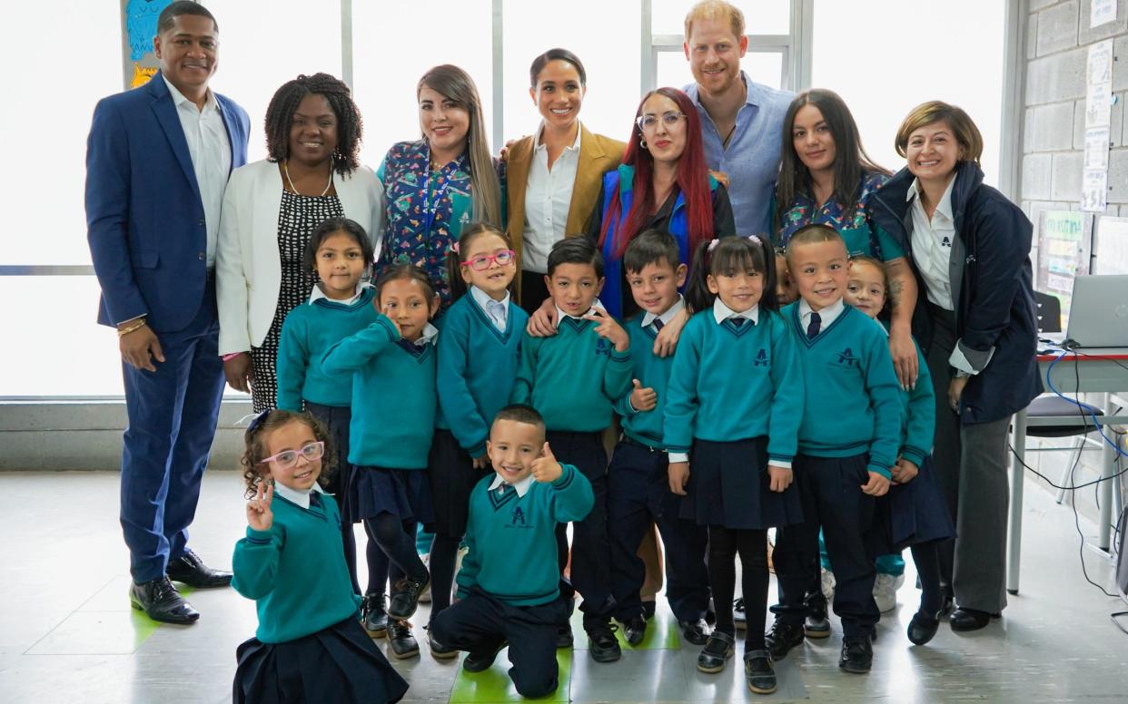 The Sussexes meet schoolchildren in Colombian capital Bogotá