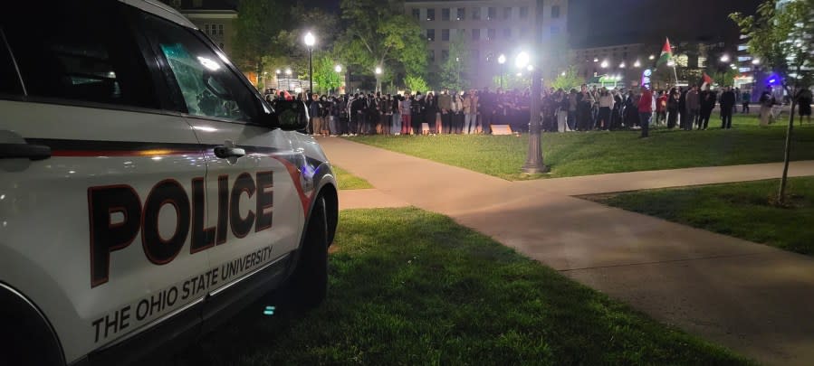 Dozens were arrested after protests broke out on Ohio State’s campus, April 25, 2024. (NBC4)