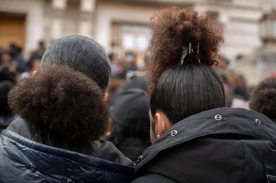 Hundreds of protesters attended a rally in March front of London’s Hackney Town Hall to demonstrate their support of Child Q (Alamy/PA)