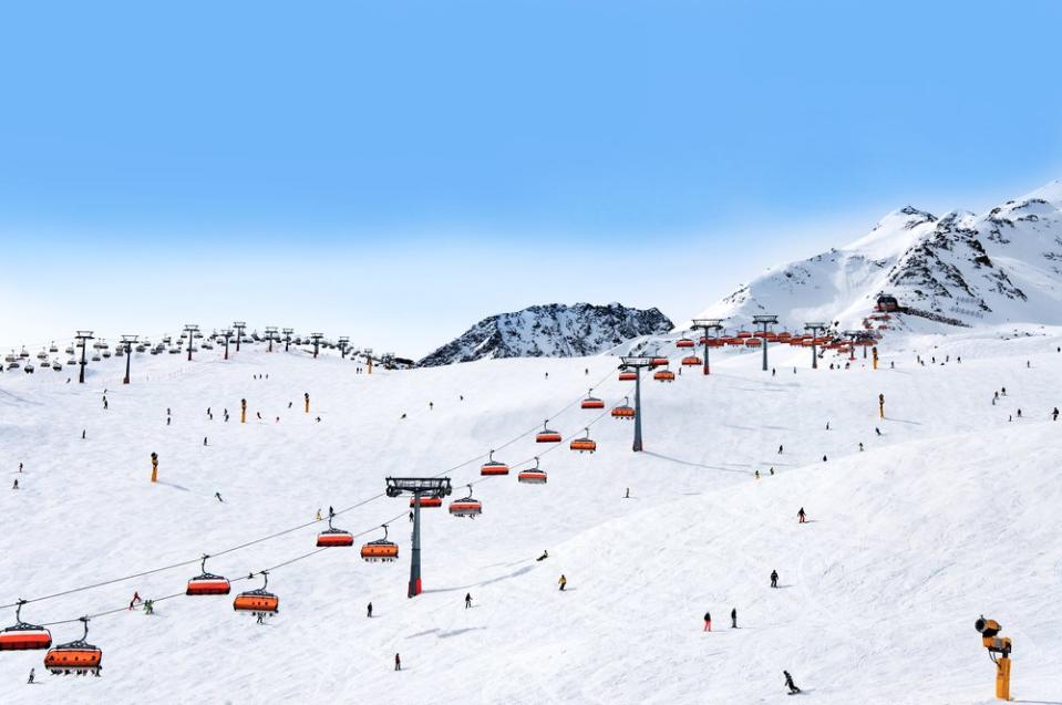 Ski runs and blue sky in Austria