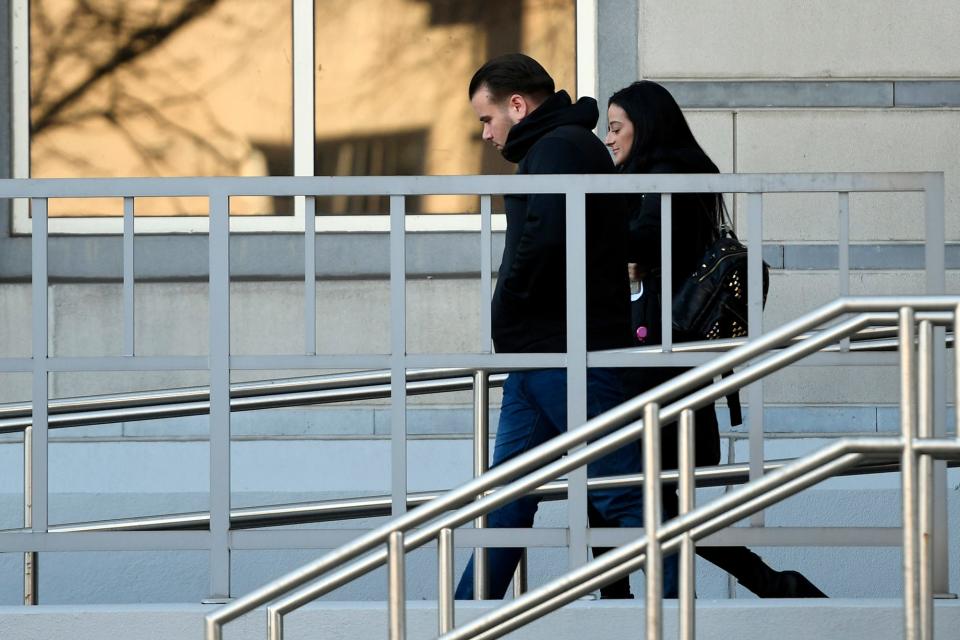 Paterson Police Officer Daniel Pent leaves the federal courthouse in Newark on Tuesday, March 26, 2019. Pent was charged with conspiring to deprive individuals of civil rights.