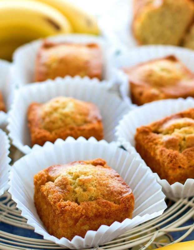 <p>Melissa's Southern Style Kitchen</p><p><strong>Banana Bread Muffins</strong><br> Get the recipe <a href="https://www.melissassouthernstylekitchen.com/banana-bread-muffins/" rel="nofollow noopener" target="_blank" data-ylk="slk:here;elm:context_link;itc:0;sec:content-canvas" class="link rapid-noclick-resp"><em><strong>here</strong></em></a></p>