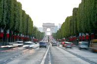 Paris's Champs-Élysées could well be the most famous street in the world. Beautifully manicured trees line the 1.2-mile-long avenue, which stretches from the Place de la Concorde to the Arc d Triomphe (shown).