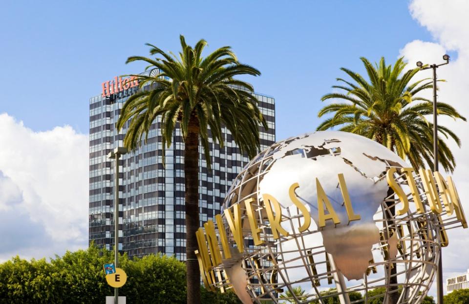 Universal Studios Hollywood Globe at the entrance to the park via Getty Images