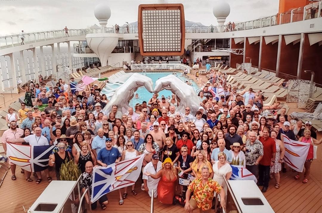 By chance, a large chunk of a recent Caribbean cruise's passengers ended up being Newfoundlanders — and they took over the ship's deck one night for their very own party. (Submitted by Pam Pardy - image credit)