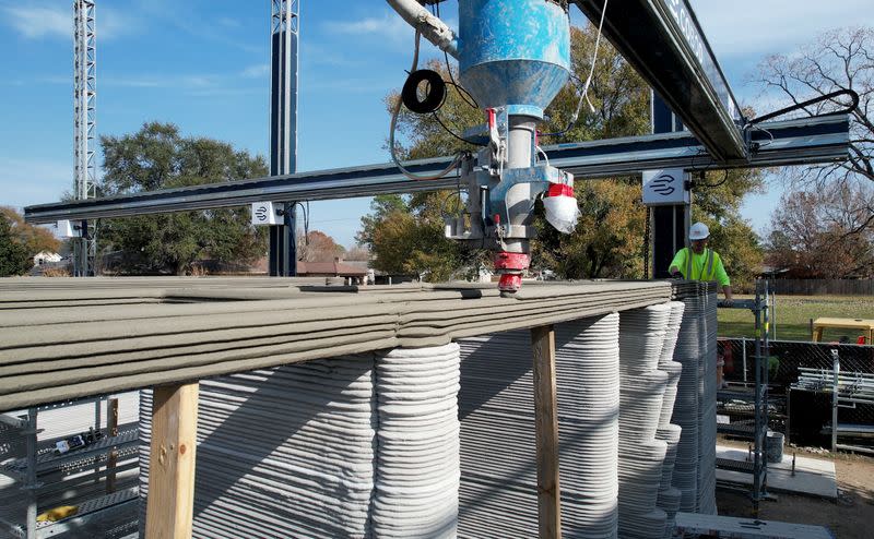 The first 3-D-printed two-story building in the US under construction in Texas