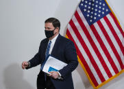 Arizona Gov. Doug Ducey leaves after a news conference about COVID-19, Thursday, July 16, 2020, in Phoenix. (Cheryl Evan/The Arizona Republic via AP, Pool)