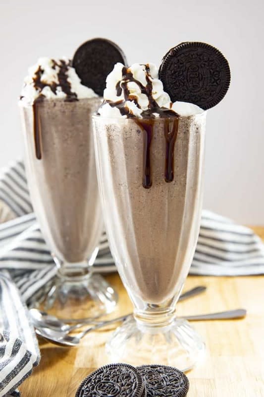 <p>The Salty Marshmallow</p><p>A super easy sweet treat is a hit with the whole family on a hot day, made wtih vanilla ice cream, milk and Oreos.</p><p><strong>Get the recipe: <a href="https://thesaltymarshmallow.com/oreo-milkshake-recipe/" rel="nofollow noopener" target="_blank" data-ylk="slk:Oreo Milkshake;elm:context_link;itc:0;sec:content-canvas" class="link ">Oreo Milkshake</a></strong></p>