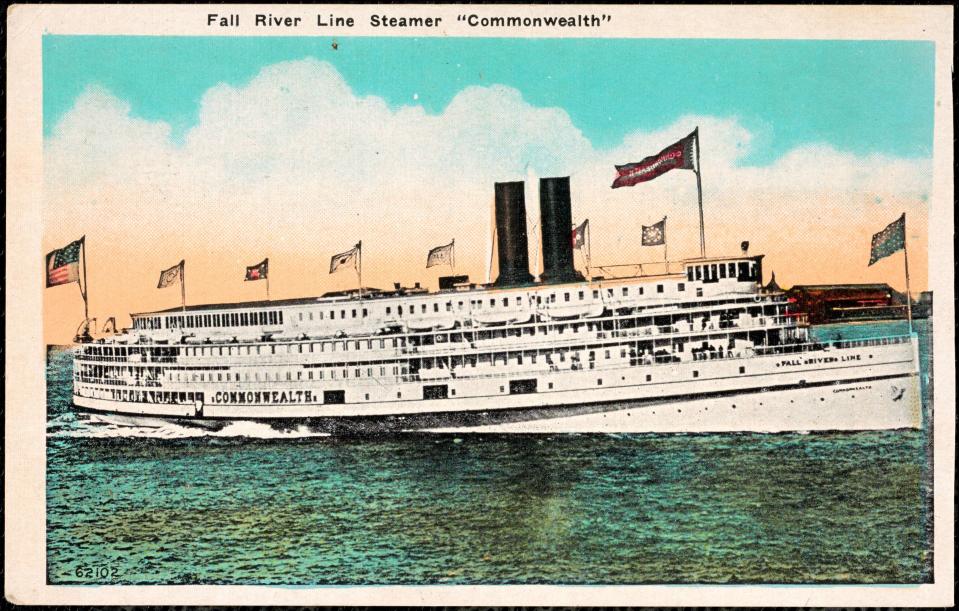 A postcard depicts the Fall River Line passenger steamship Commonwealth.