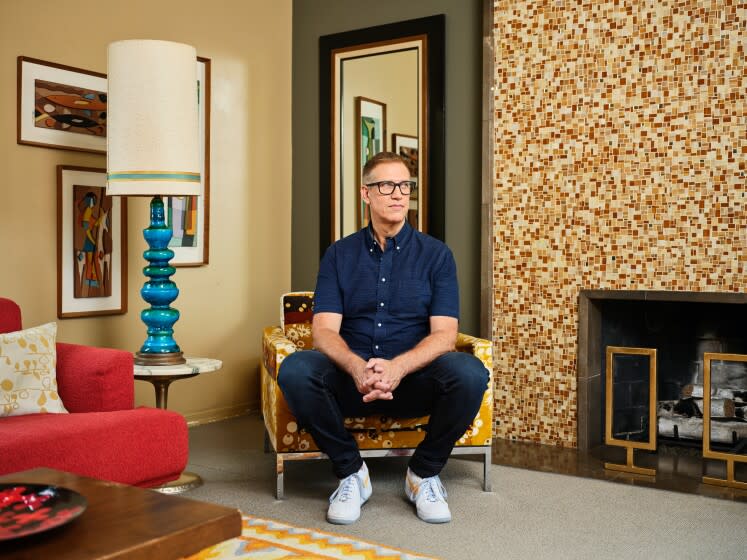 LOS ANGELES, CALIFORNIA - July 23, 2022: John Hoffman, the creator of the Hulu series "Only Murders in the Building," poses for a portrait at his home. CREDIT: Philip Cheung for Los Angeles Times