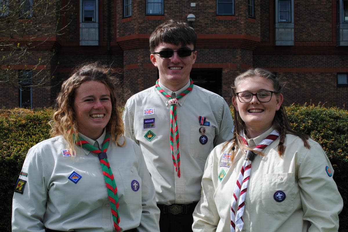 Marc from Droitwich along with Scouting colleagues Emily and Caitlin from Hereford <i>(Image: Supplied)</i>