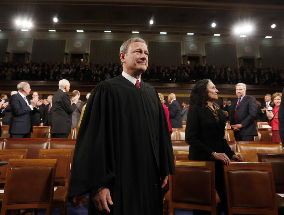 Supreme Court Chief Justice John Roberts in the House chamber on Capitol Hill waits for the President's State of the Union address to begin on Jan. 28, 2014. (Photo: Larry Downing, Pool/AP)