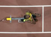 Usain Bolt of Jamaica prepares to start in the men's 200m final at the 15th IAAF World Championships at the National Stadium in Beijing, China, August 27, 2015. REUTERS/Kim Kyung-Hoon