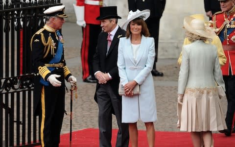 Carole and Michael Middleton at the wedding of daughter Kate to Prince William
