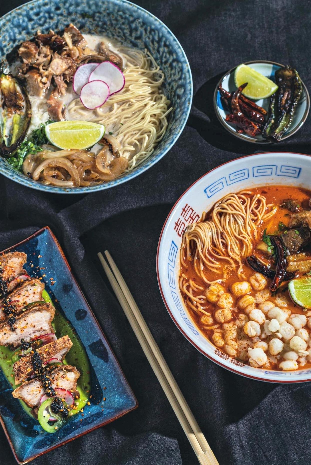 Chef Christopher Krinsky blends the flavors of his youth in Mexico and his time working in Japanese restaurants in Austin at Ramen del Barrio in Hana World Market's food court.