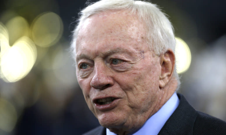 A closeup of Dallas Cowboys owner Jerry Jones.