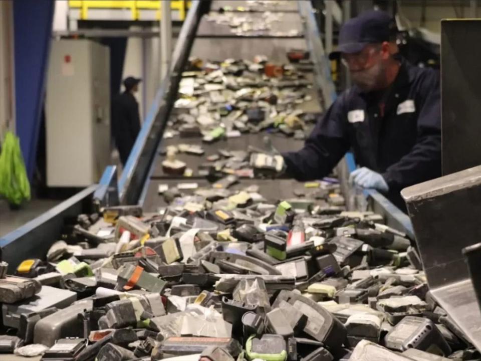  Battery material being recycled in a Li-Cycle Holdings Corp. plant.