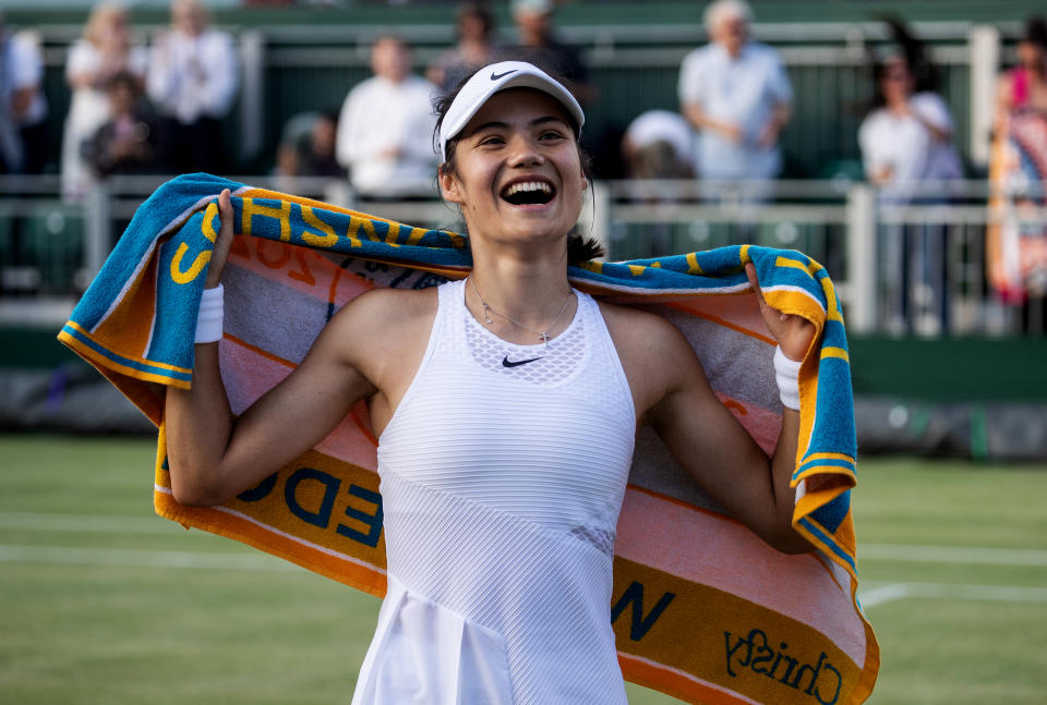 Teenage superstar Raducanu, 18, continued her remarkable SW19 run and remains the last woman standing in the singles draw