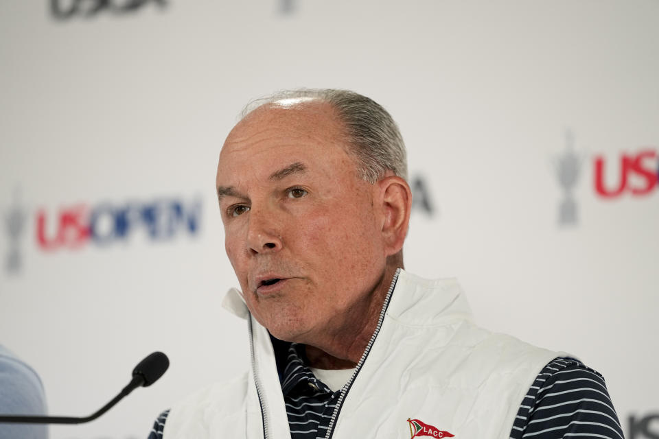 Chief Championships Officer John Bodenhamer speaks during a news conference at the U.S. Open Championship golf tournament at The Los Angeles Country Club on Wednesday, June 14, 2023, in Los Angeles. (AP Photo/)