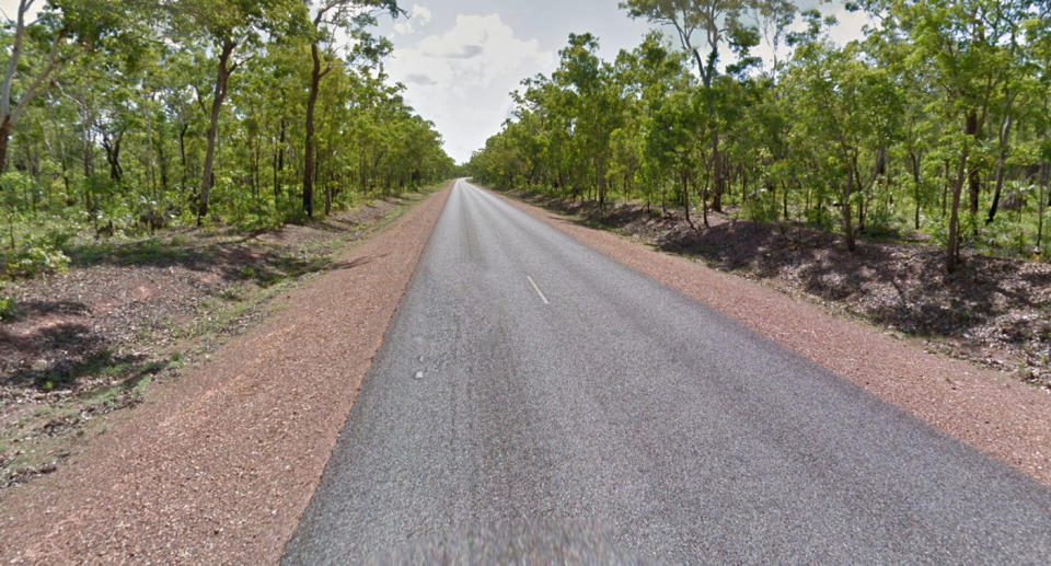 Four people have died following a car rolled over off a stretch of the Kakadu Highway, south of Darwin. Source: Google Maps (File pic)