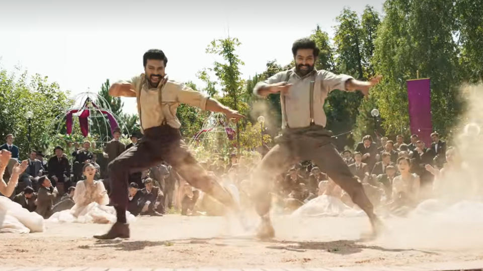 Bheem and Ram dance in unison, kicking up dirt