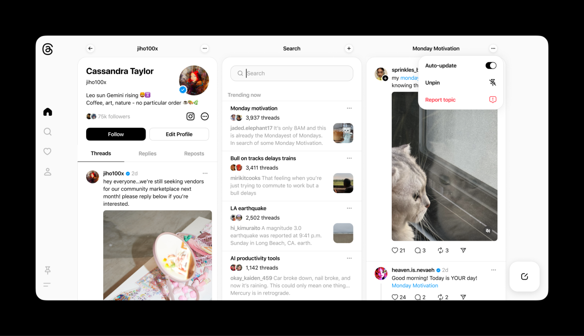 Meta’s Threads が独自の Tweetdeck クローンを取得 from engadget.com